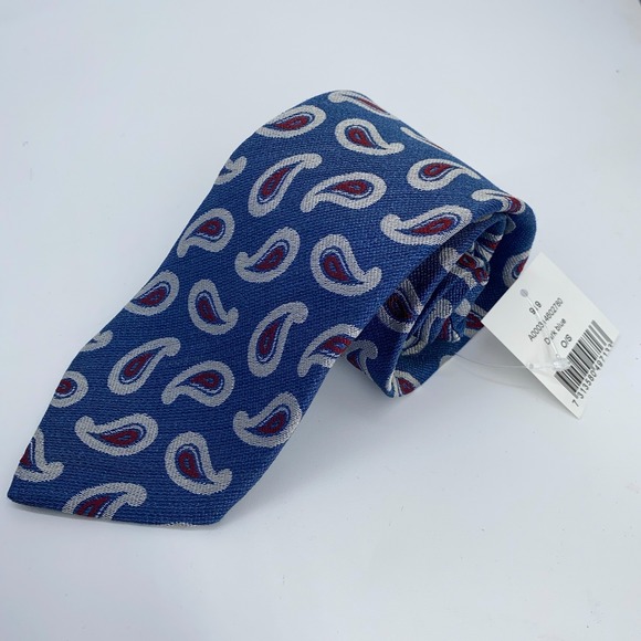Eton Tie Mens One‎ Size Blue Paisley Silk Classic Luxury Necktie Italy Made NWT